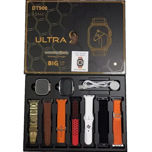 Dt900 Ultra Smart Watch 49mm Display Smart Watch With 7 Straps & Crystal Case Dt 900